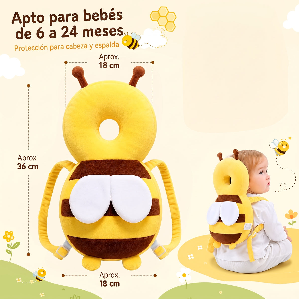 Almohada protectora para la cabeza de bebé